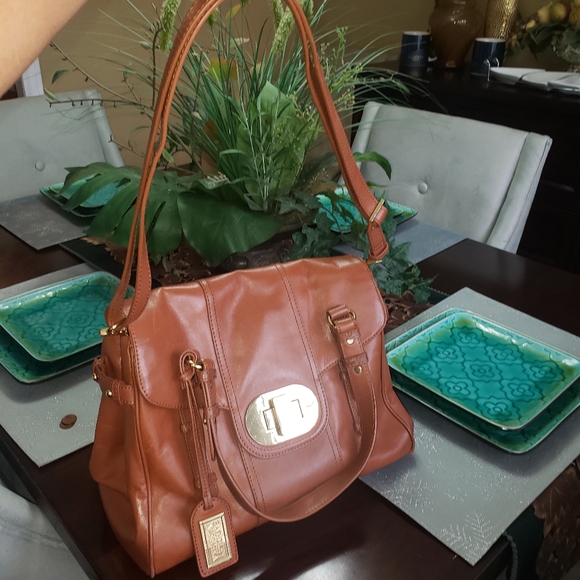 BADGLEY MISCHKA 'KEYRA' SATCHEL in Cognac - Picture 3 of 9